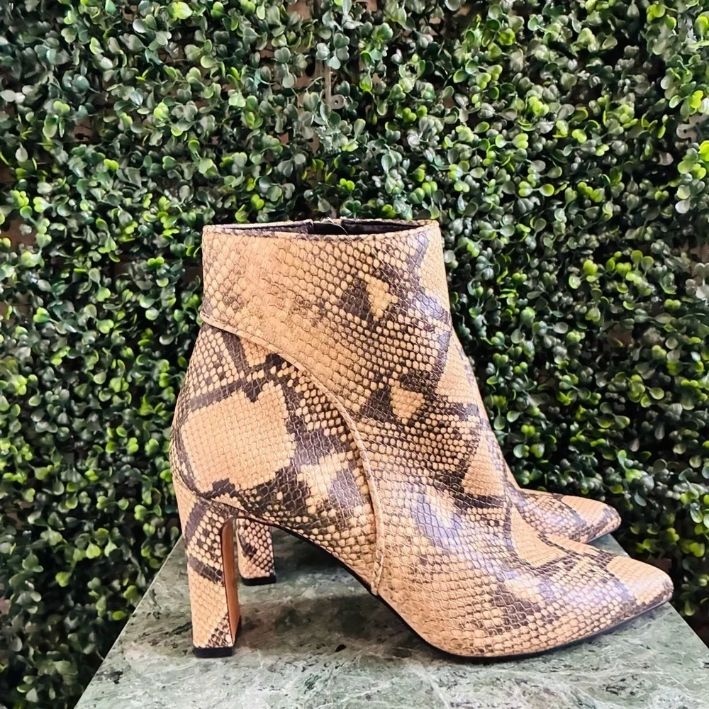 STEVE MADDEN Jenn Snakeskin Leather Ankle Booties